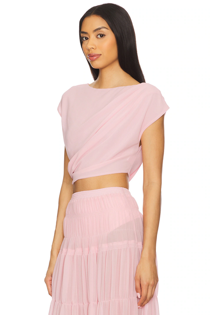 Blush Draped Chiffon Crop Top