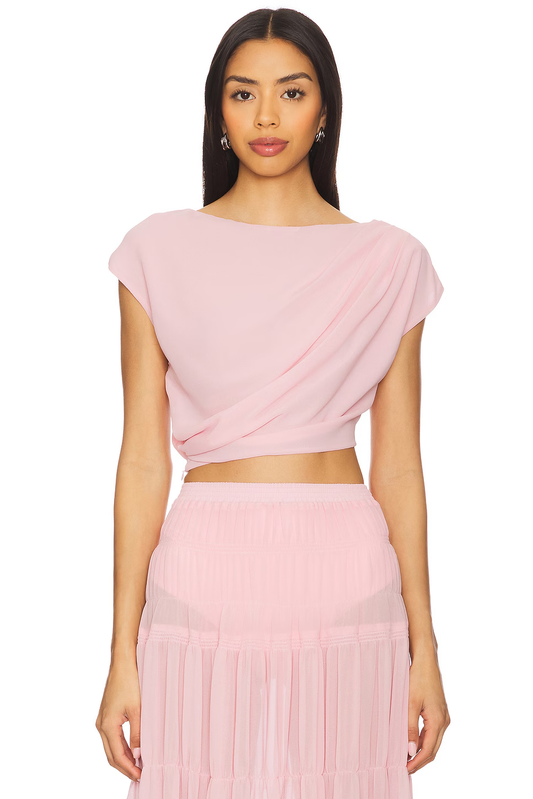 Blush Draped Chiffon Crop Top
